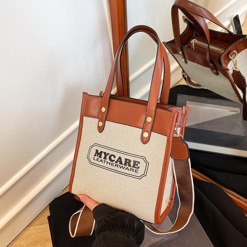 

Новый модный стиль, сумка-тоут женская, портативная, на одно плечо, через плечо, с надписью коричневый