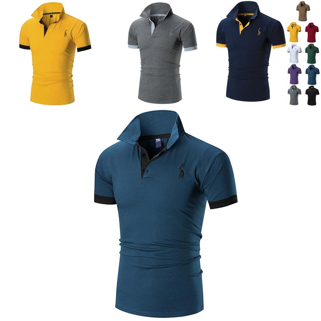 Mens Polo New Shirt Slim Fit Short Sleeve Basic Shirts Muscle Tee Tops Tshirt