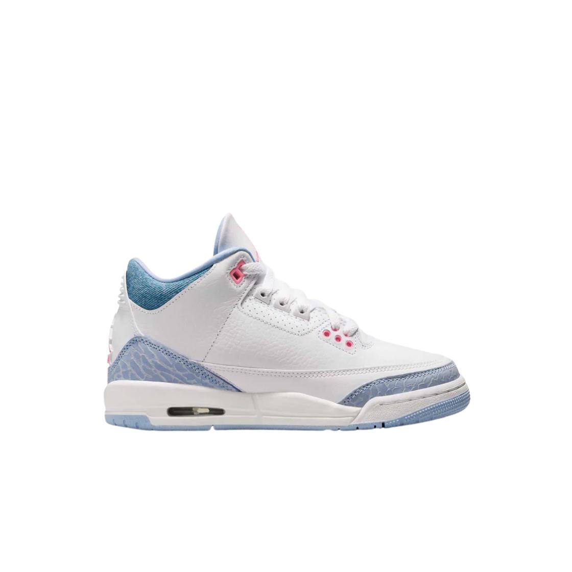 Кроссовки Air Jordan 3 Retro GS Белые Cobalt Bliss Детские Розовое сияние Футбольно-серый HQ0784-101 36