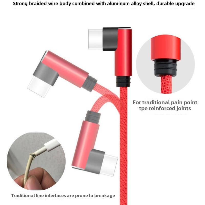 25cm 1m Short Fast Charging Cable Double Elbow 90 Degree USB To Type C Cable for Android Phones Tablet Short Cord Charge Wire