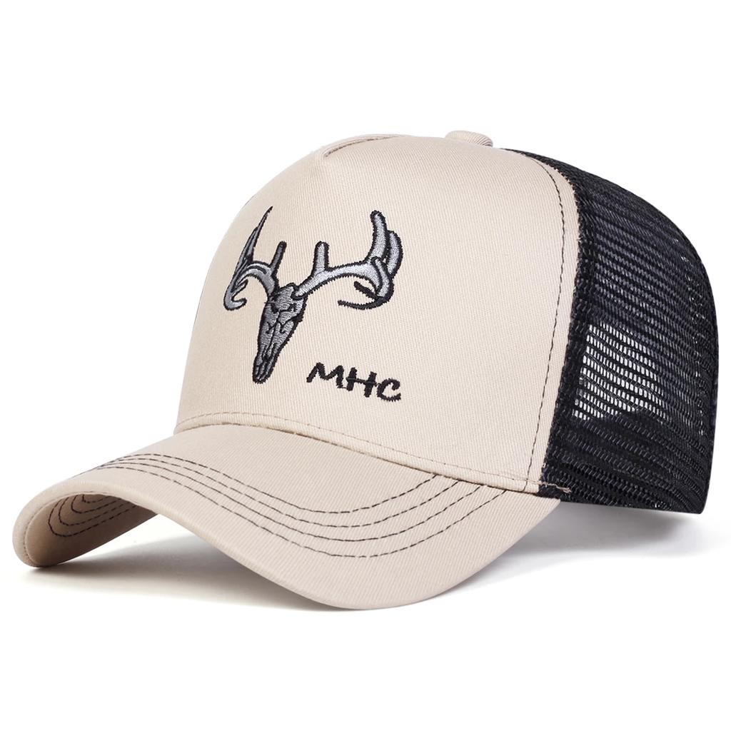 Unisex Antler MHC Embroidery Baseball Net Caps Outdoor Adjustable Spring and Summer Casual Sunscreen Hat Sports Cap