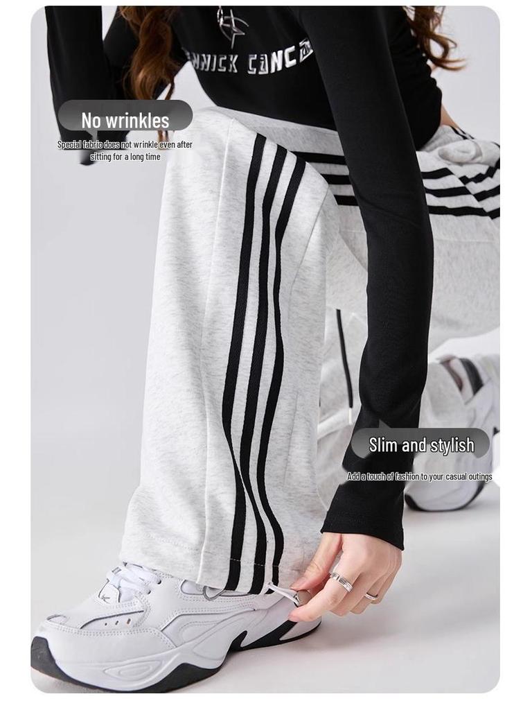 Women's High Waist Striped Wide Leg Pants - Slimming, Casual, Spring 2025