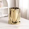 Decorative Electroplated Ceramic Vases With Handmade Pleats Living Room Decoration For Plant And Flowers