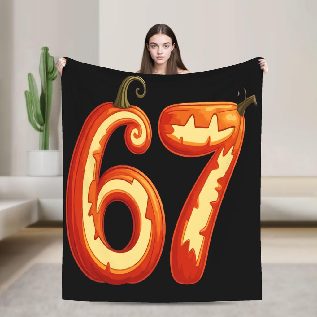 Warm Blanket Travel 67 Six Seven 6 7 Funny Italian Brainrot Gaming Meme Throw Blanket  Flannel Bedspread For Bedroom Bed Cover