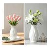 Small White Faux Ceramic Vase Minimalist Modern Pampas Grass Vase Decorative Flower Holder for Table Fireplace Shelf Living Room Decor