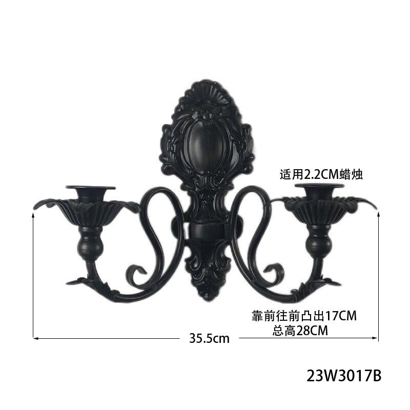 Luxuriöser Vintage Schwarzer Eisen Doppelkerzenhalter Wandmontiert Rustikales Heimdekor für Esszimmer Hochzeit Beleuchtung