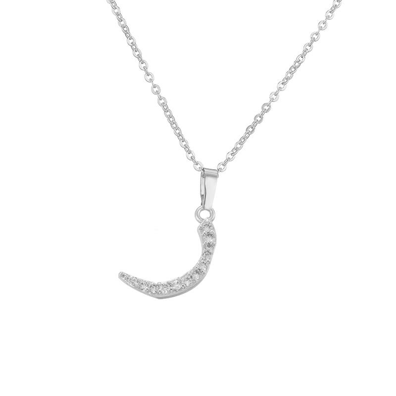 

HECHENG Arabic Letter Name Inlaid CZ Stone Pendant Necklace Brass Chain Letter Pendant Necklace Women s Gift Zircon