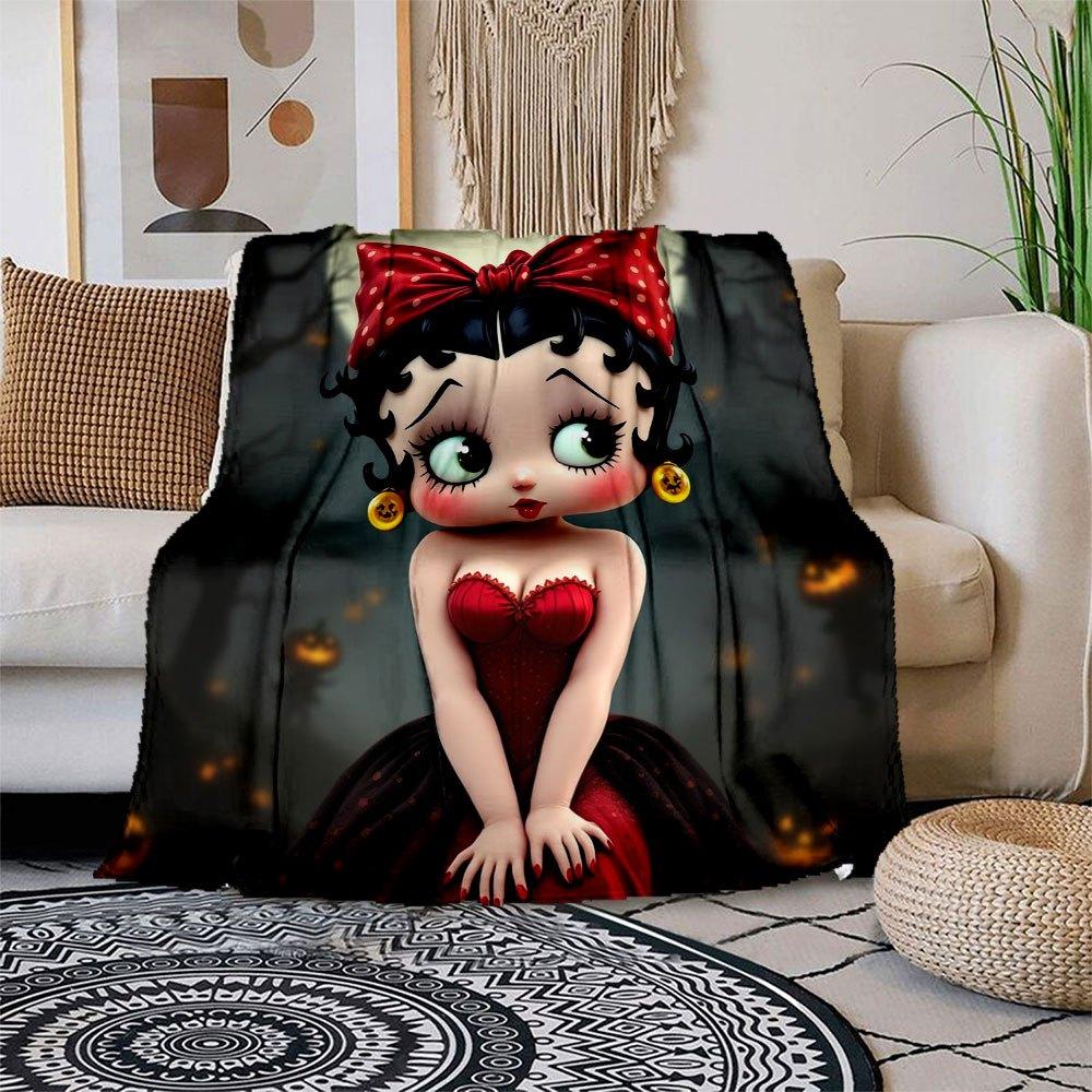Halloween Red Dress with Polka Dot Bow Spooky Costume for WomenBlanket Flannel Throw Blanket for Sofa, Bed, Travel, Camping, Office, Couch, Chair