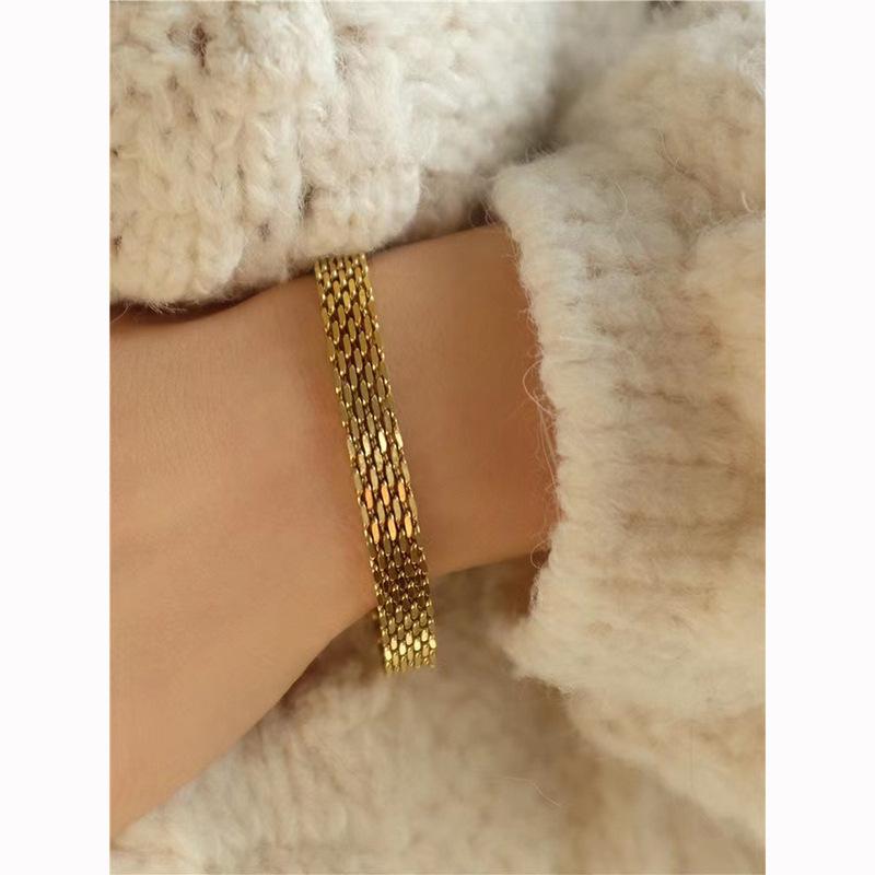 2025 summer new trend chain metal rough bracelet collarbone chain woven snake bone chain jewelry
