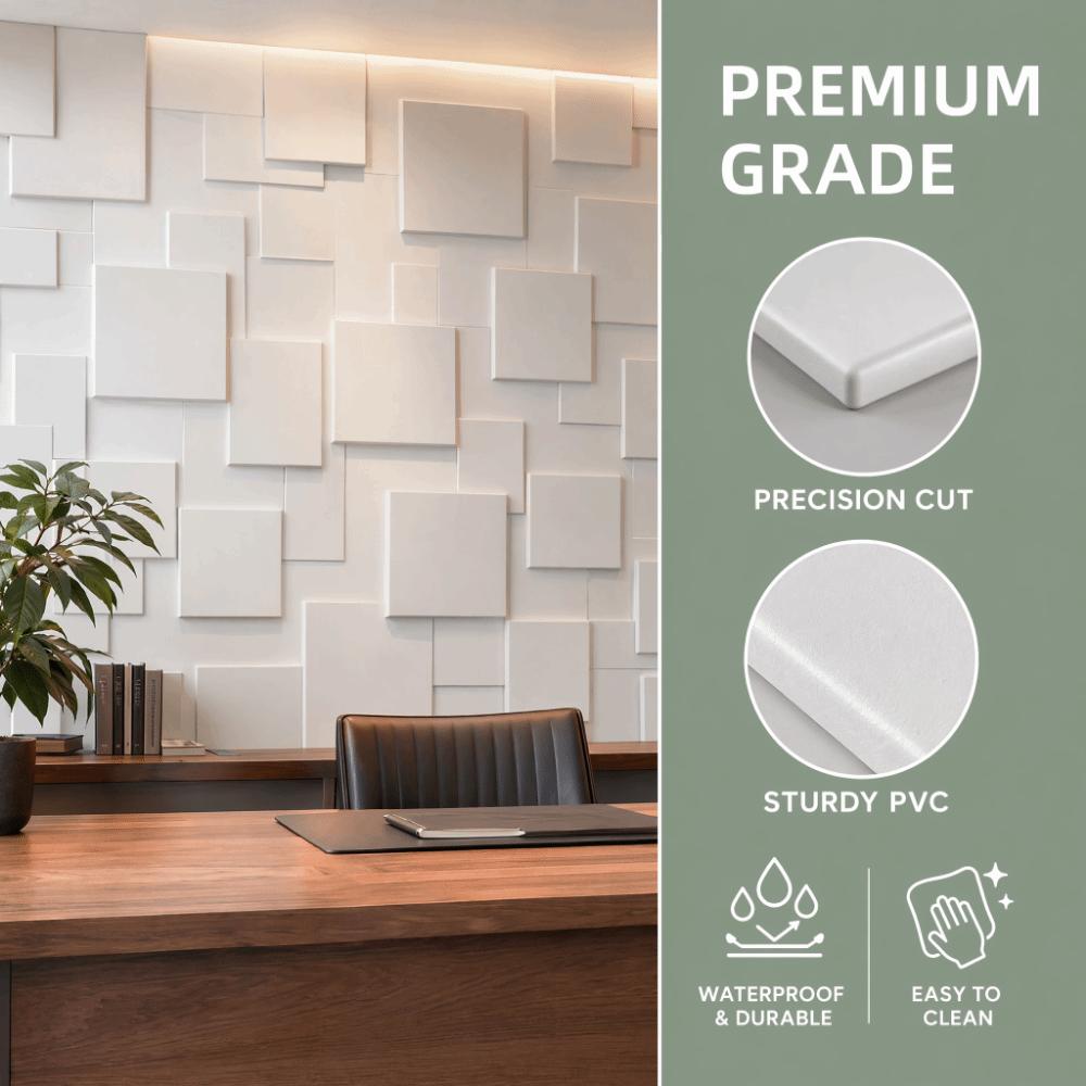 3D PVC Wall Panel White Wall Decorative Pannel Durable Wall Paper  Hotel Restaurant