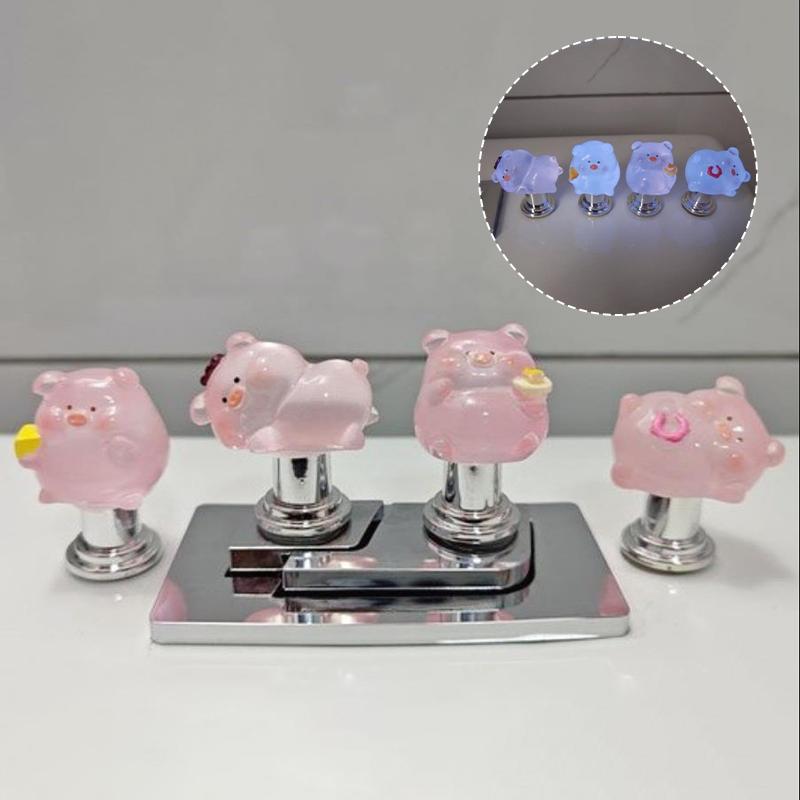 Furniture Handle Home Bathroom Accessories Cute Luminous Pig Toilet Presser Water Tank Buttons Protector Multi-useful