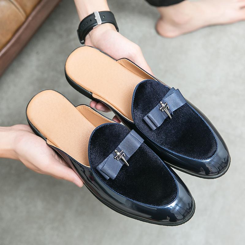 Fashion Summer Men's Casual Shoes Leather Half Slipper for Men Loafers British Style Moccasins Mules Plus Size 47 Fashion Designer Shoes