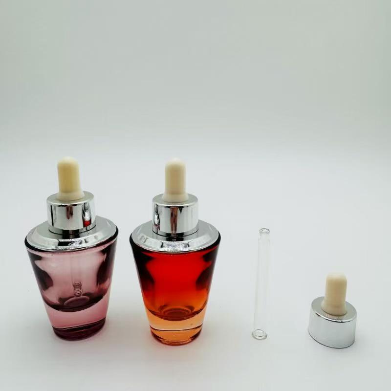 30ml Thick Bottom Conical Glass Serum Bottle with Dropper for Essential Oils, Portable Design