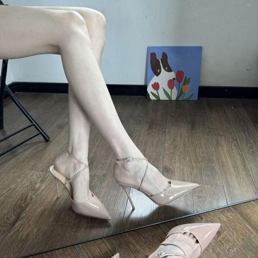 2025 summer shallow mouth outer wear pure desire comfortable high-heeled sandals women's niche design sweet non-slip women's sandals