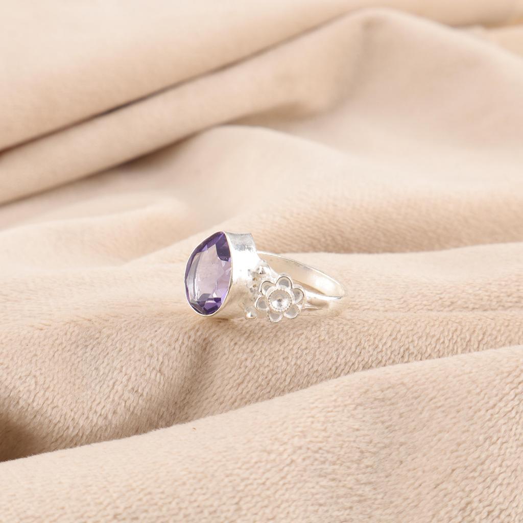 Iolite Ring, Handmade Gemstone Ring, 925 Solid Sterling Silver Ring Antique Jewelry, For Engagement Gift