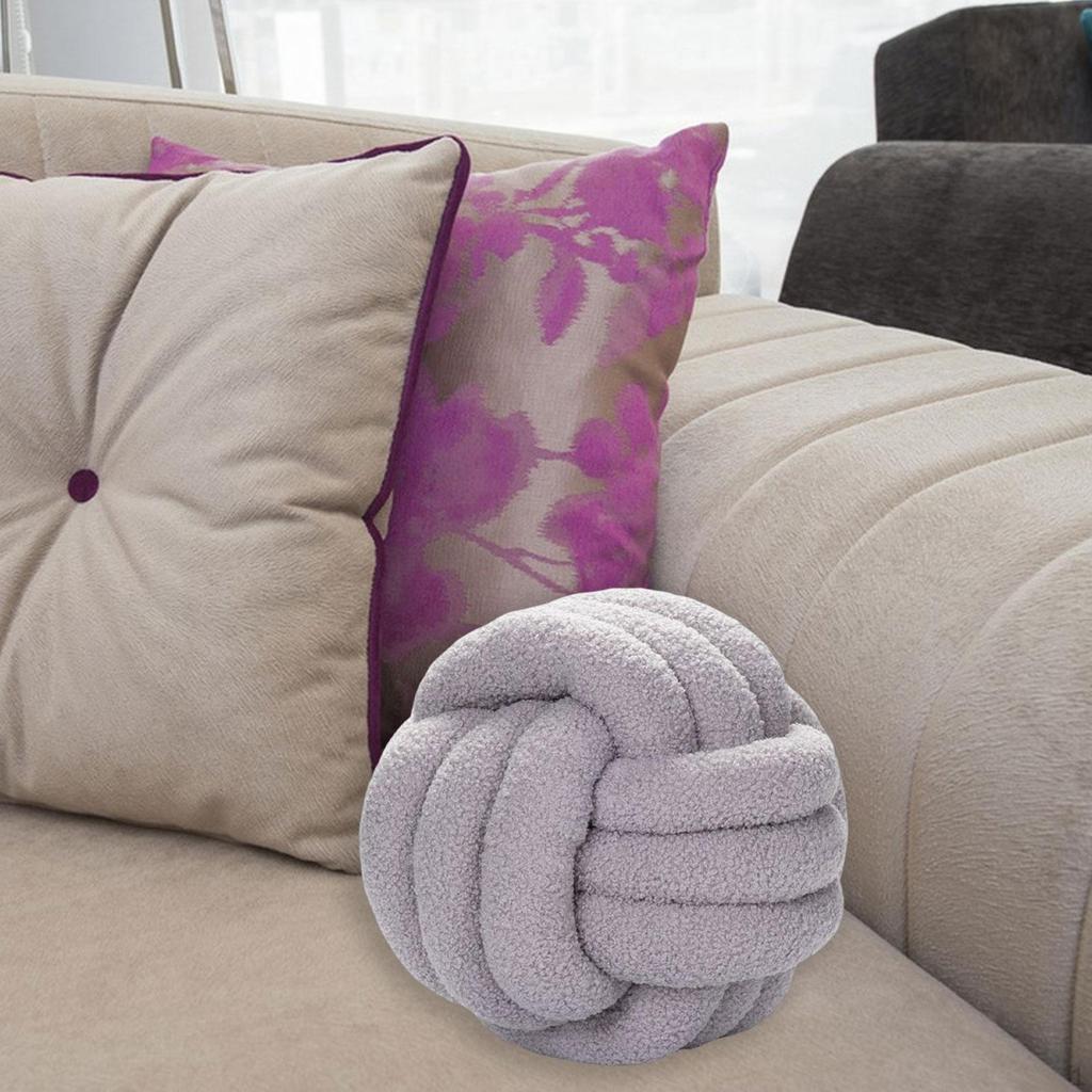 Plush Knot Ball Pillow Diameter 22cm Room Decoration for sofa Couch Brown