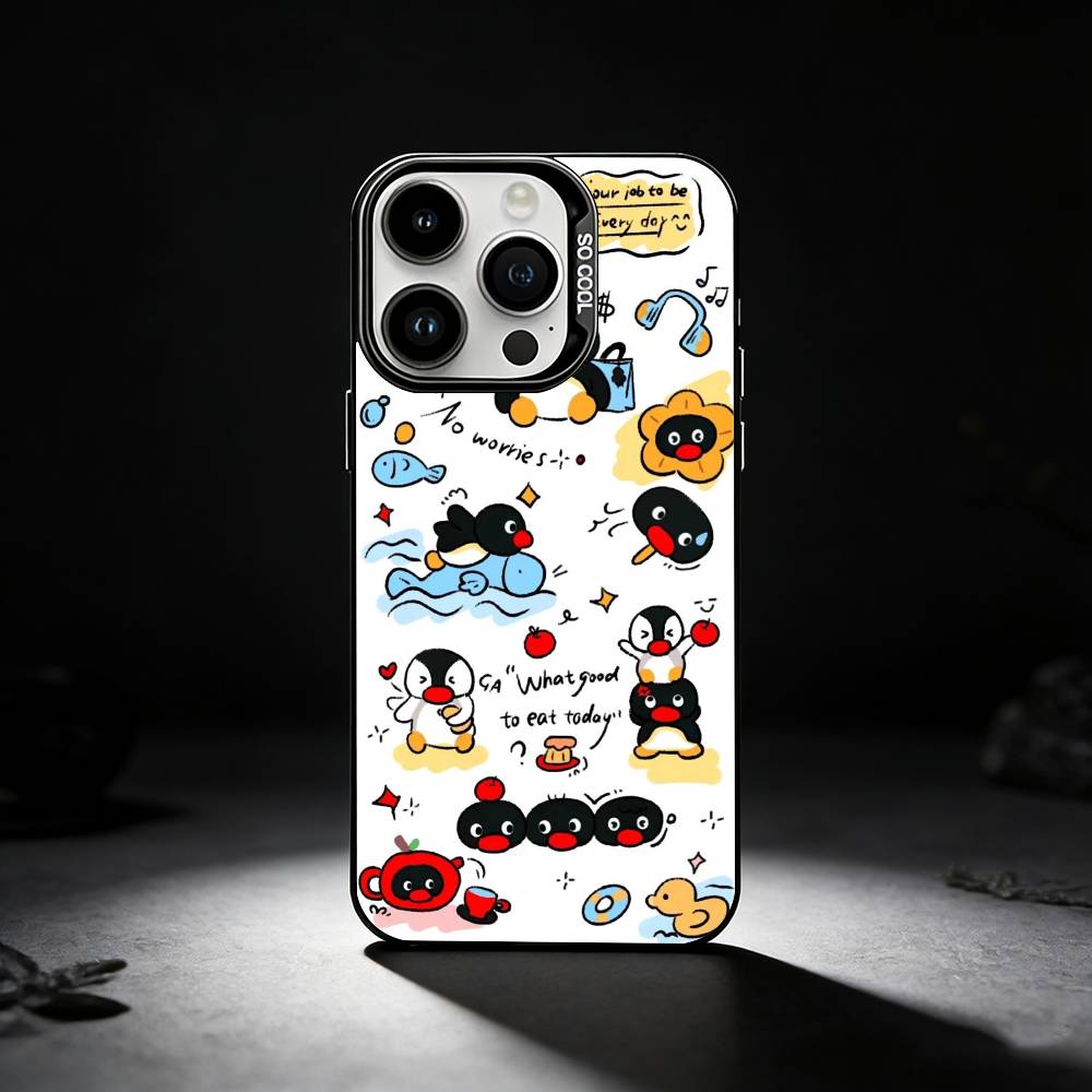 

Cute Art Pingu Penguin Phone Case For iPhone 17,16,15,14,13,12,11 Plus,Pro Max,XS,Colored silver phone case iPhone16pro