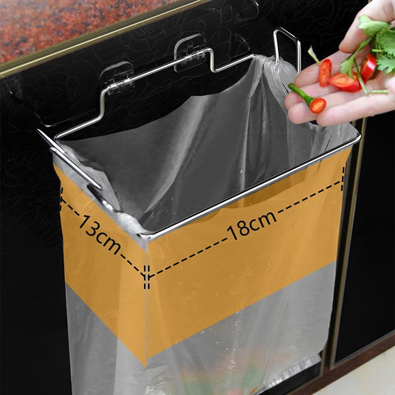 Estante para basura de cocina, soporte para bolsas de basura para puertas de armarios, soporte para almacenamiento de basura en armarios