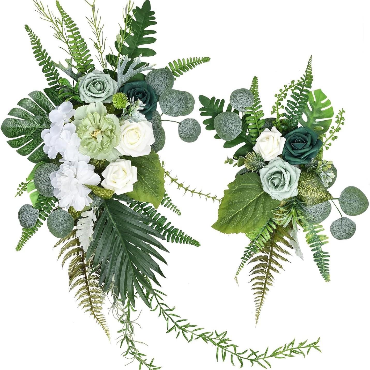 

Artificial Rose Vine Fake Wreath Fake Silk Rose Hanging Vine Suitable For Wedding Party Background зелений