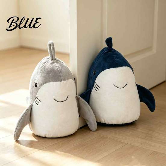 Decorative Nursery Stopper Plush Shark Door Stopper  Non-slip Weighted Interior Stop  Anti-collision Home Office Floor Fabric Doorstop