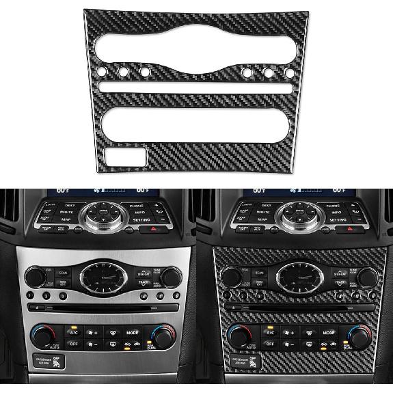 NVCNX Real Carbon Fiber Compatible with Infiniti G35 G37 X S 2007 2008 2009 2010 Sedan Coupe Convertible Car Accessories Interior Trim Dash CD AC