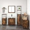 Bathroom Furniture Set with Door 5 Pcs Smoked Oak and Black Brown