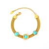 18K Gold Plated European-Style Turquoise Mesh Bracelet with Retro Design