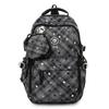 Large Capacity Plaid Backpack Women's Star Printed Student School Bag with Coin Purse