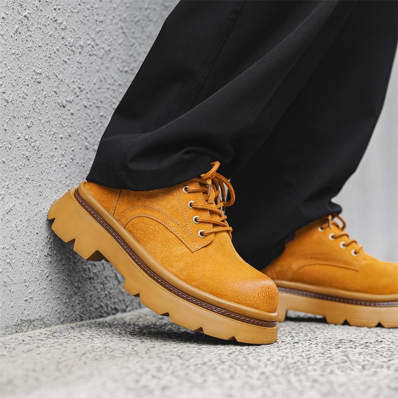 Autumn men's shoes British style tooling shoes men's retro platform big yellow boots casual Martin short boots 66685-J
