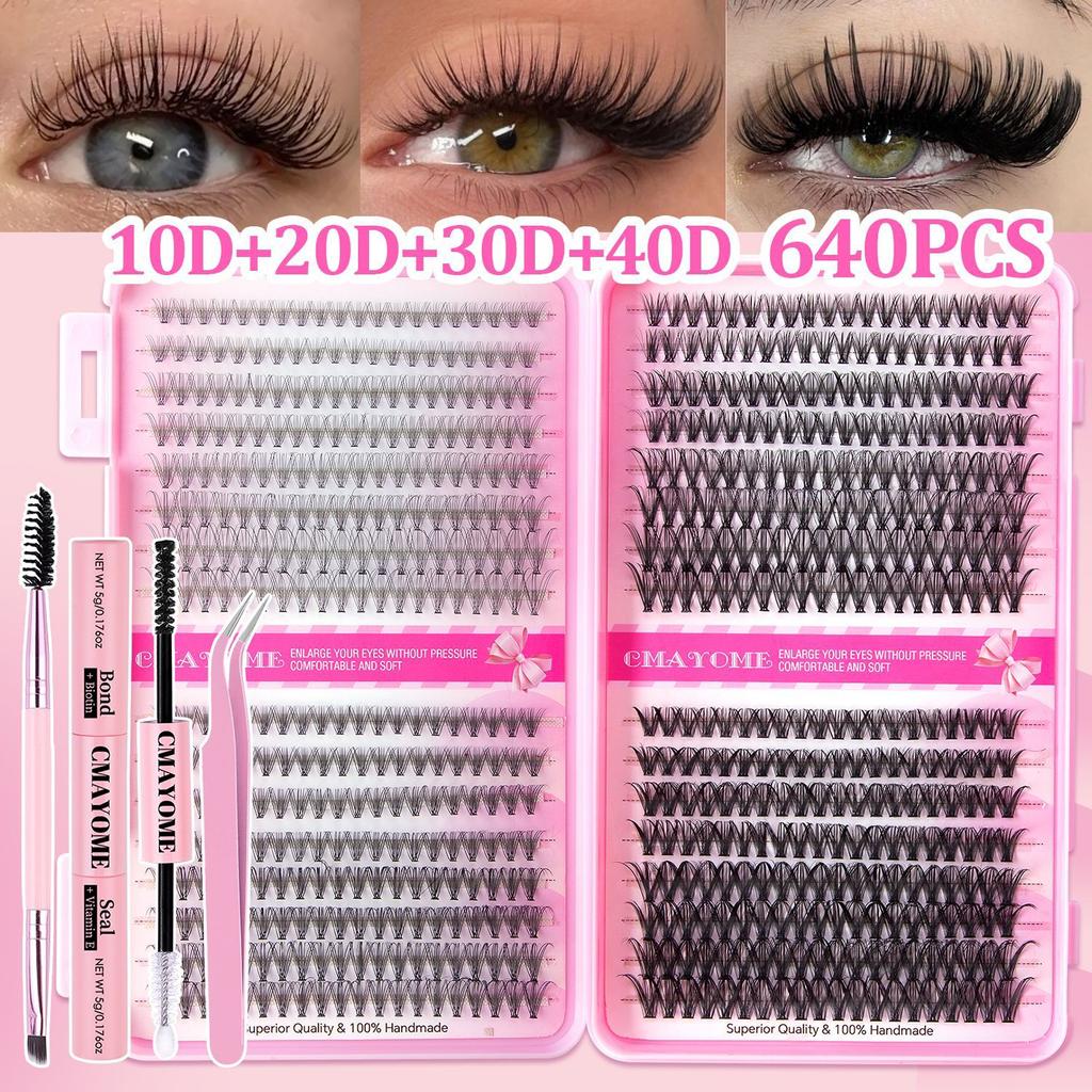 640 Büschel D-Bogen Einzelbüschel Falsche Wimpern 10-16Mmdiy Segmentierte Transplantation von Natürlichem Dichtem Haar