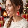 Decorative Earrings for Christmas 1 Pair 2D Acrylic Bell Dangle Women, Cute Red Trendy Winter Fashion Jewelry Holiday with Bow, Gifts Xmas Party