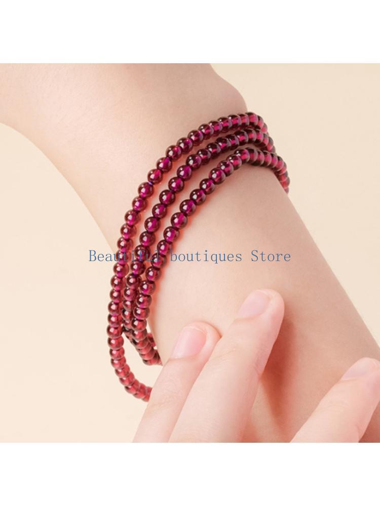 U4LF Natural Garnets Multiple Layer Beaded Bracelet And Gemstones Detail China Mainland