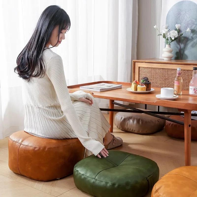 40x6cm/40x10cm Marokkanisches PU-Leder Futon-Kissen Solide Wasserdichte Hocker-Hülle Japanischer Boden-Tatami-Sitz