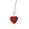 10 Pcs Wood Heart Block Sign Red Heart Shaped Hanging Ornaments with Hole Hemp Ropes
