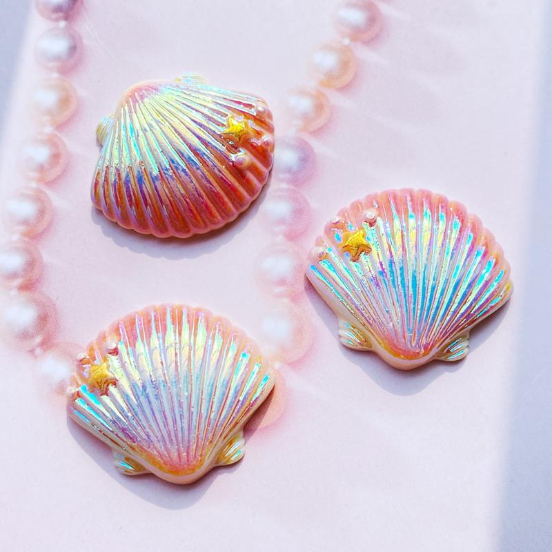 8Pcs Mini Lovely Colored Shells Flat Back Resin Art Supply Decoration Charm Craft Hair Bow Accessories H550