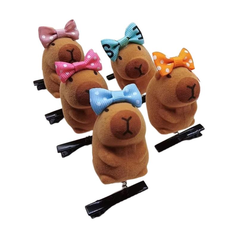 Pack of 5 Cartoon Capybara Hair Clip Plush Hairpins Fashionable Hair Ornament Suitable for Students and Youthful Women