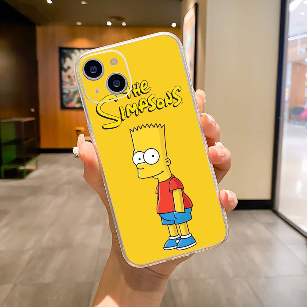 Simpsons-Funny Cartoon Phone Case For iPhone17,16,15,14,13,12,11 ,Pro Max, Plus Soft Silicone Transparent Cover