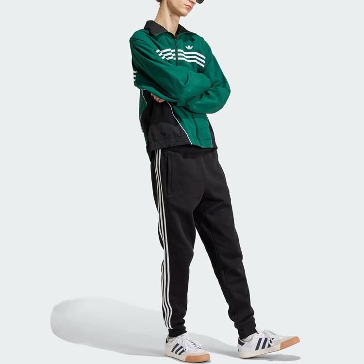 Adidas Originals Flames Jacket Three Stripes Color Block Pattern Printed Sports Jacket Men Jacket Forest-Green IS0195
