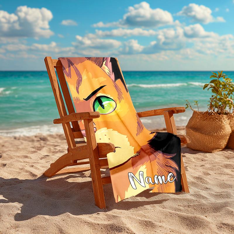 Personalized customized proof beach towel with Warriors Cats pattern - soft, absorbent,quick-drying,perfect swimming,camping&bathing