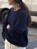 Women's Round Neck Pure Wool Cable Knit Sweater - Loose Fit, Thick Base Layer for Autumn/Winter 2026.