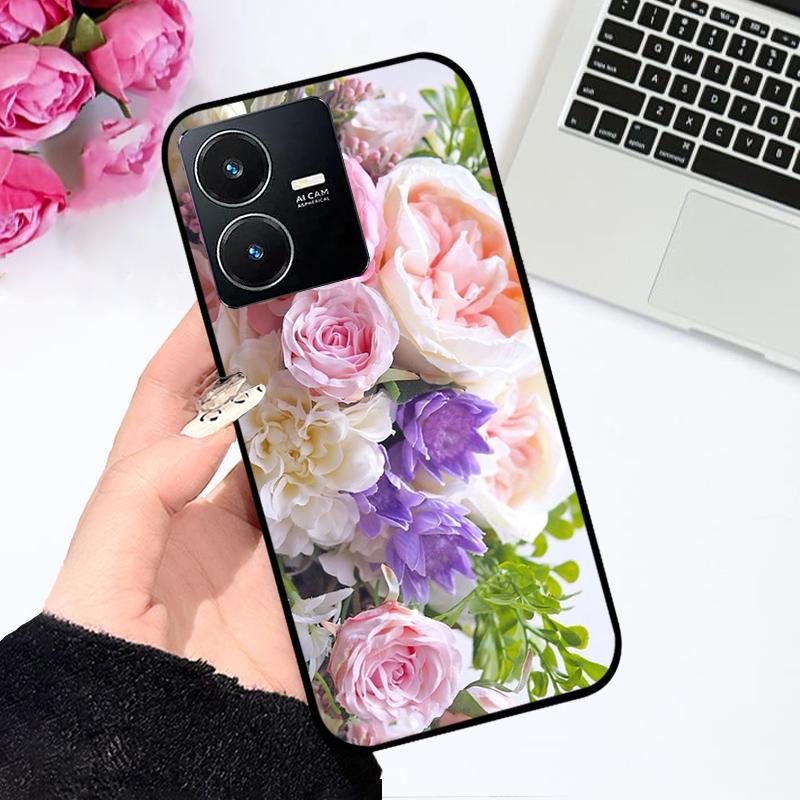 Pour Vivo Y22 4G Coque V2207 V2206 Y22s Impression Couleur Mat TPU Silicone Souple Housse de Téléphone Pour Vivo Y35 4G Pare-chocs Anti-choc Fundas