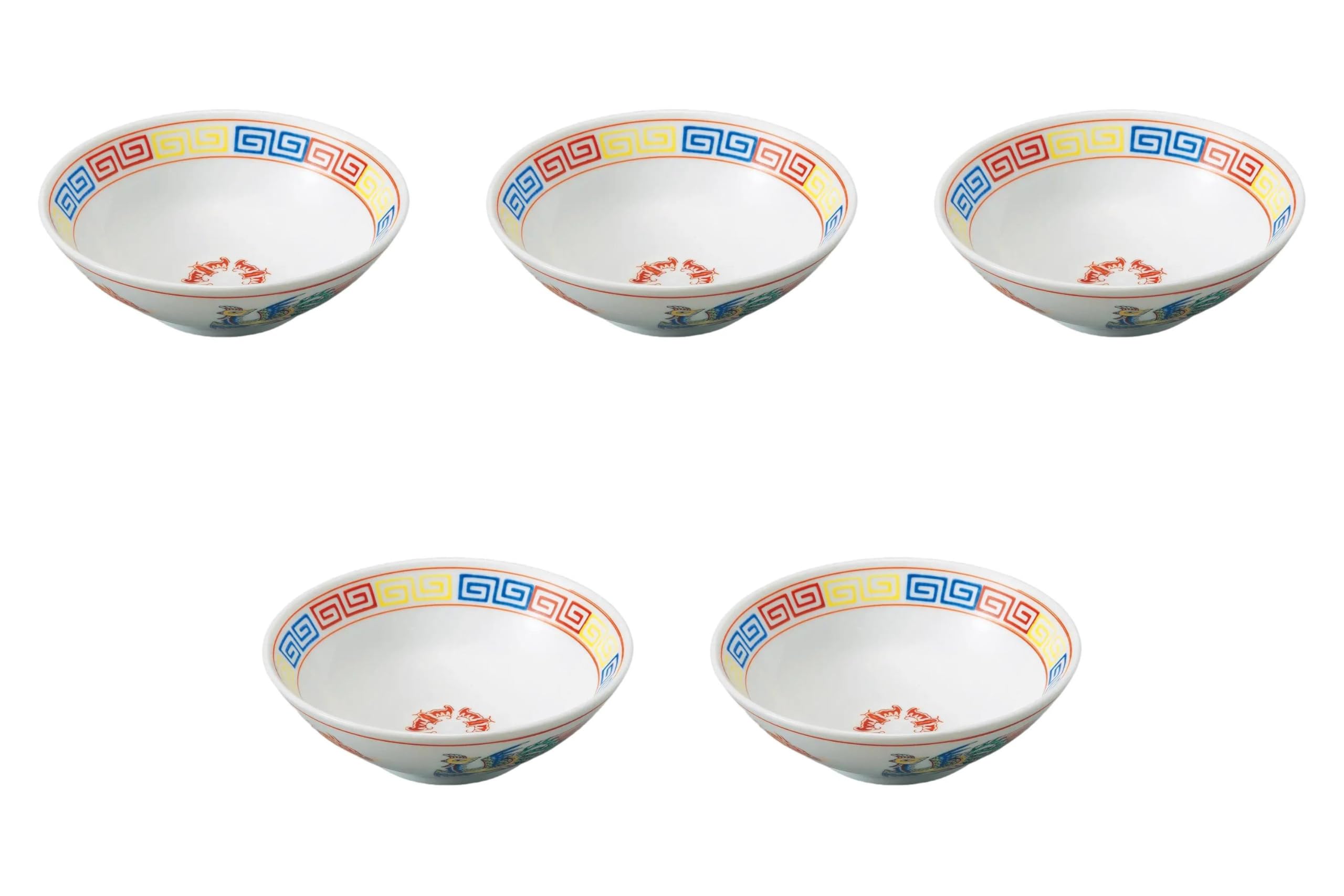 

Set of 5 Kaminarimon Chinese Painting Round Bowls x Ramen Bowls Setomonohonpo Three-Colored 6.5 [19.5 70cm]
