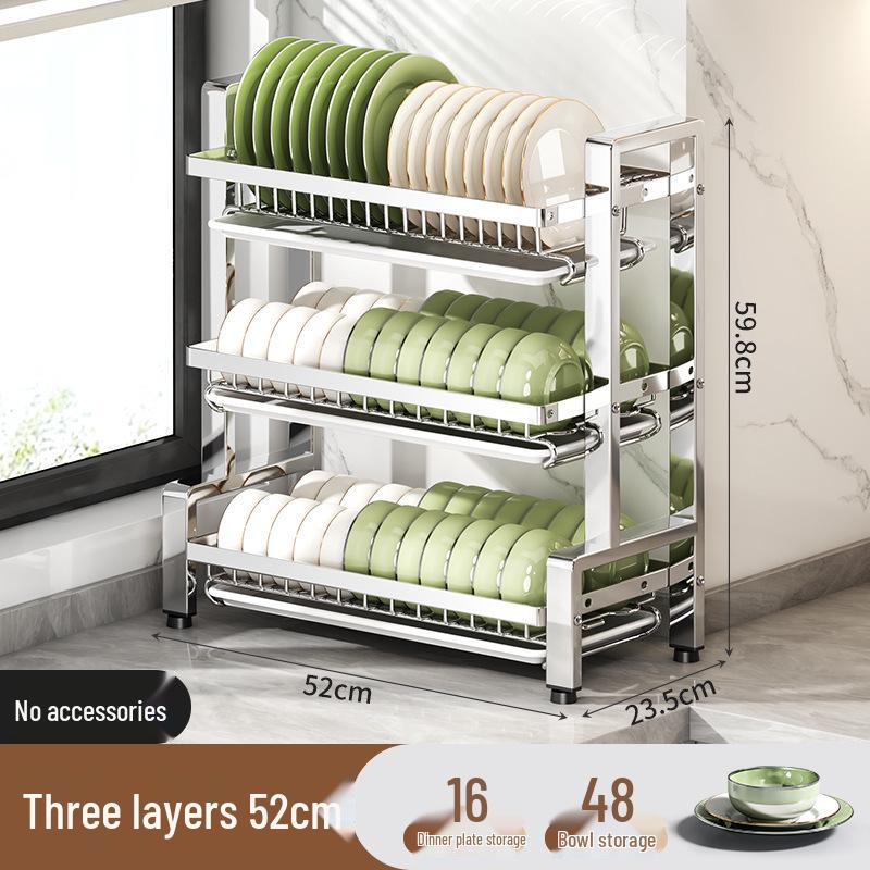 2026 Multi-functional Stainless Steel Dish Drying Rack for Countertop Storage of Bowls, Plates, and Chopsticks