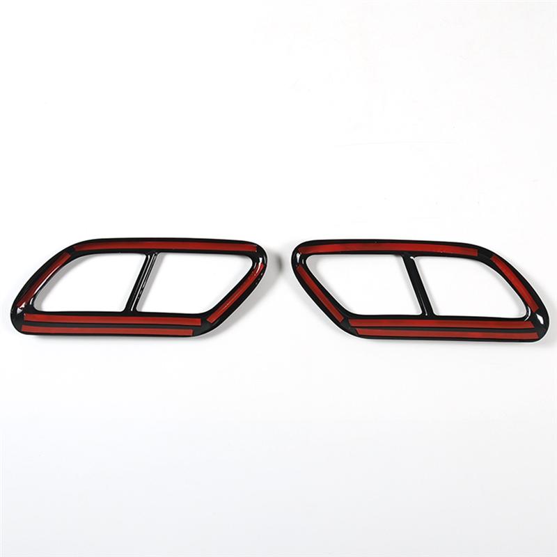 Black Stainless Steel Pipe Throat Exhaust Outputs Tail Frame Trim Cover For Volvo S60 S90 V90 2016- Spare Parts Parts-M