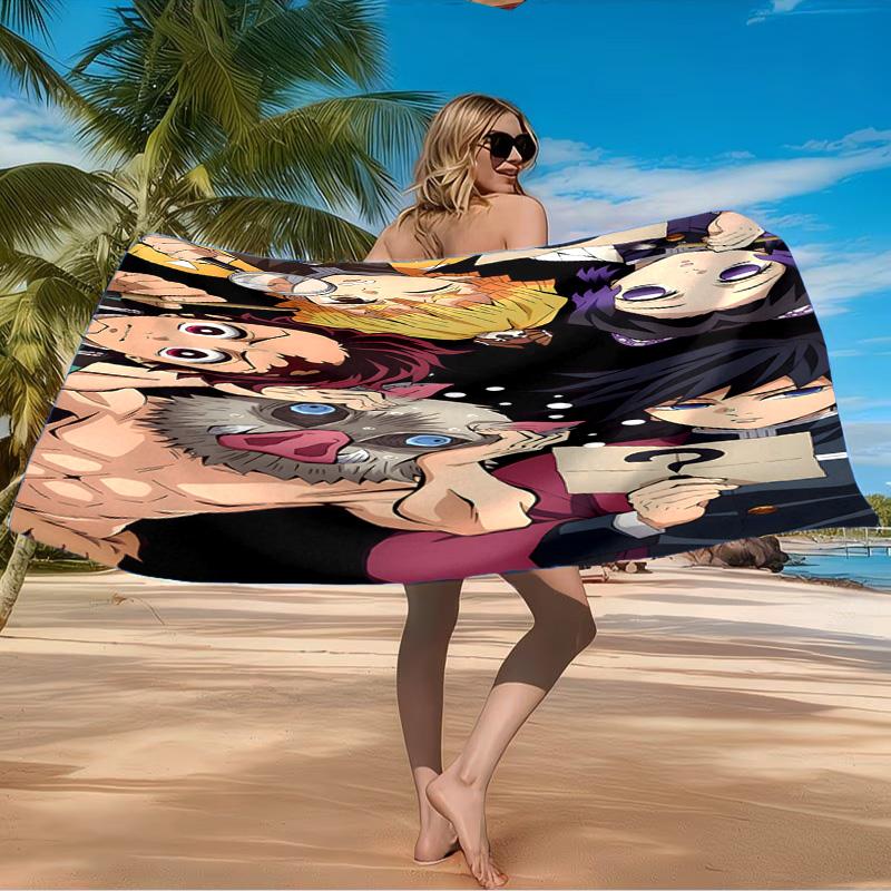 Demon Anime Group Beach Towel Microfiber Beach Towel, Lightweight and Quick-Dry, for Summer Travel, Swimming Pool Fan Birthday Gift