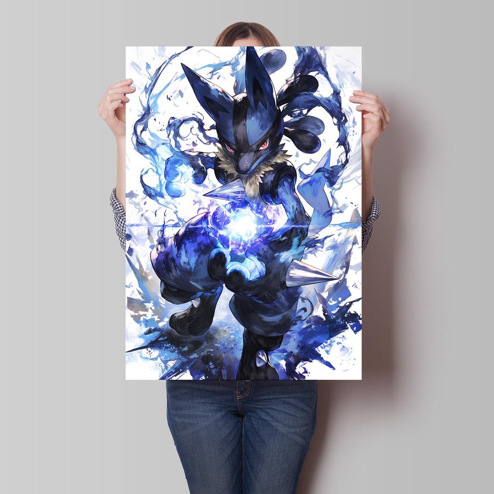 Hot Selling Anime Pokemon Lucario High Quality Retro Canvas Poster HD Printing Home Living Room Decor Holiday Gift Classic