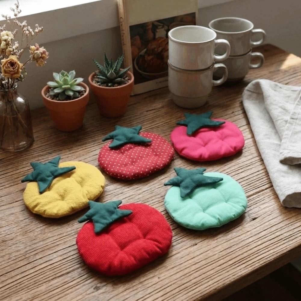 Thick Tomato Shaped Coaster Anti-Scalding Insulation Pad Jewelry Pad Fabric Coaster Kitchen