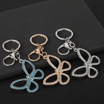 Rhinestone Butterfly Keychain Pendant Lightweight Lobster Clasp Metal Keychain with Rotating Fun Keychain Accessory for Bags