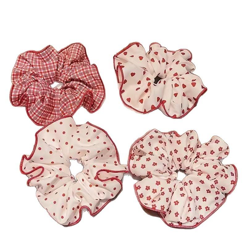 1pcs New Red Luxury Sweet Polka Dot Ponytail Hairband with Bun Hair Tie for Cute Bun Hairstyles - Premium Hair Accessories