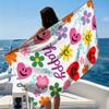 Glücklicher Smiley Blumen Strandtuch, Mikrofaser Weich Saugfähig Schnelltrocknend, Übergröße für Strand Pool Reisen, Buntes Kinder Badetuch